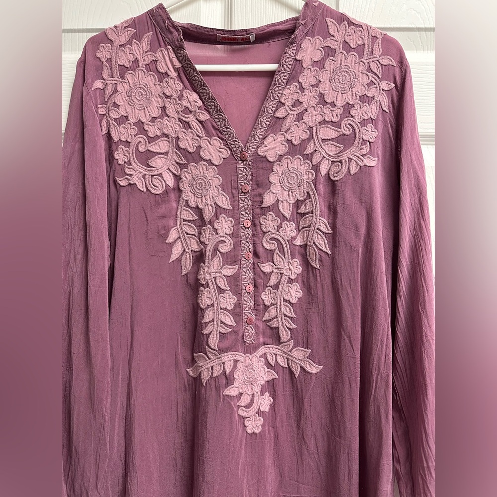 Johnny Was Purple Embroidered Tunic - Picture 3 of 5